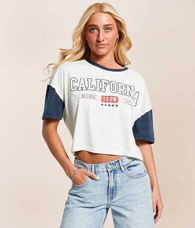 FITZ + EDDI California Color Block Cropped T-Shirt front view