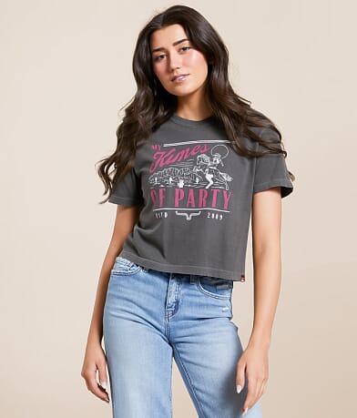 Kimes Ranch Party Cropped T-Shirt front view