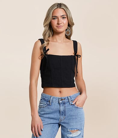Willow & Root Corset Cropped Tank Top front view