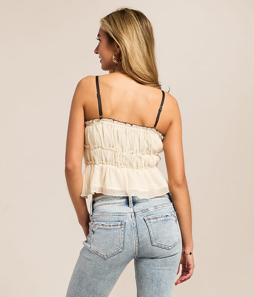 Tiered Ruffle Peplum Cropped Tank Top - thumbnail 2