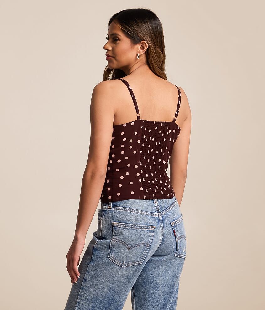 Polka Dot Chiffon Tank Top