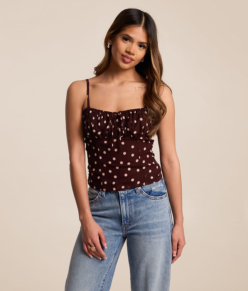 Polka Dot Chiffon Tank Top