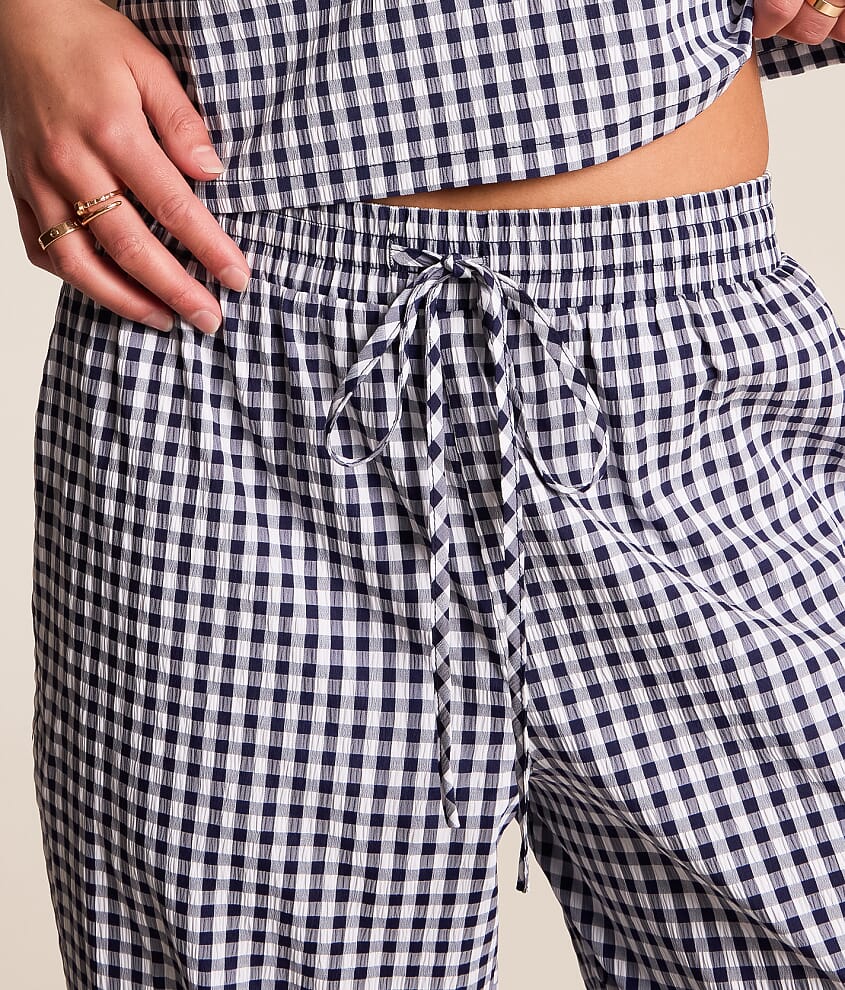 Gingham Taper Cropped Pant