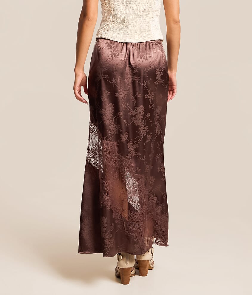 Satin Lace Maxi Skirt