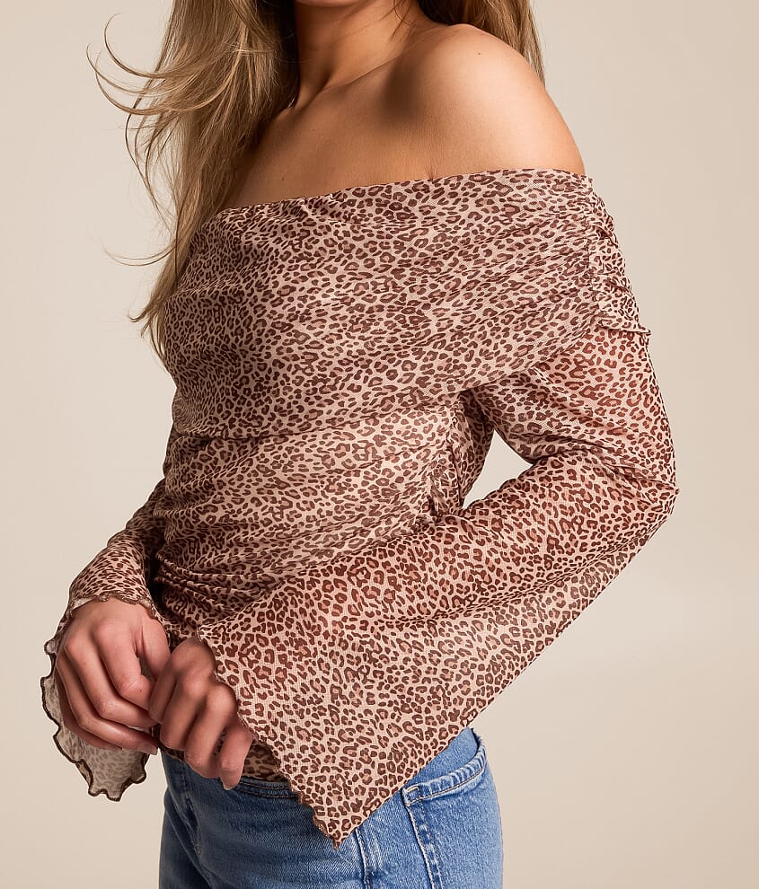Cheetah Off The Shoulder Top - thumbnail 4
