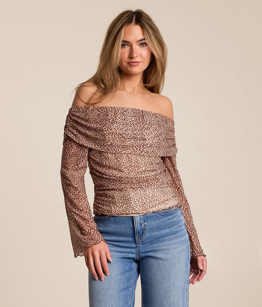 Cheetah Off The Shoulder Top - thumbnail 2