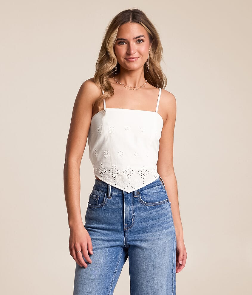 Floral Eyelet Hanky Tank Top - thumbnail 3