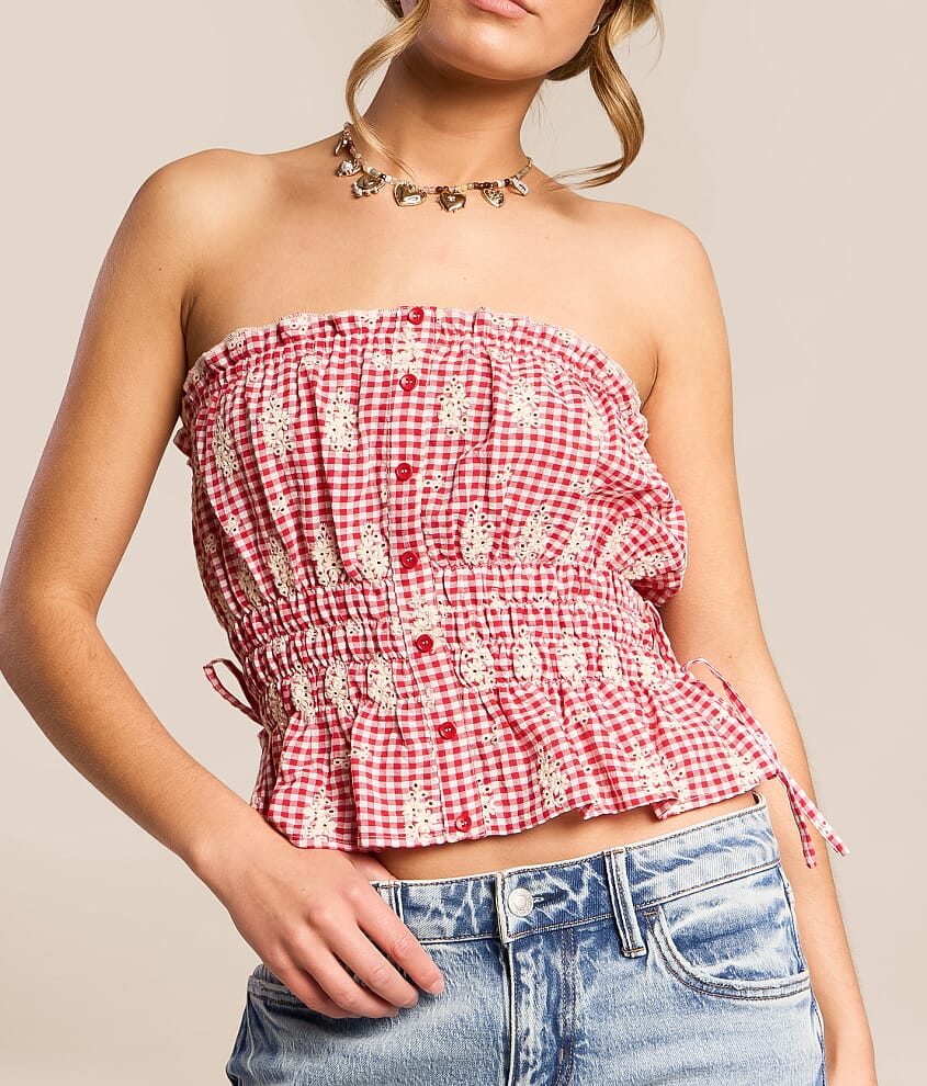 Gingham Peplum Tube Top - thumbnail 3