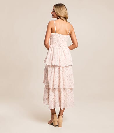 Floral Chiffon Tiered Midi Dress thumbnail 2