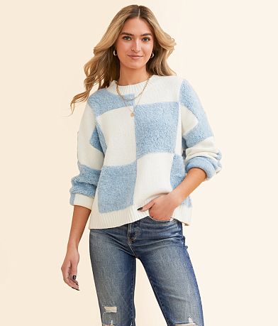 Lush Plush Checkered Sweater front view