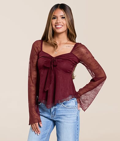 Willow & Root Floral Lace Top front view