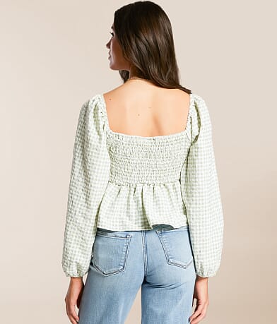 Willow &amp; Root Embroidered Gingham Cropped Top back view