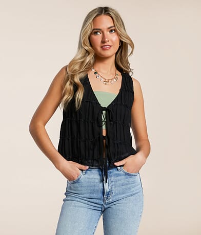 Willow & Root Chiffon Front Tie Tank Top front view