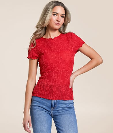 Willow & Root Floral Jacquard Top front view