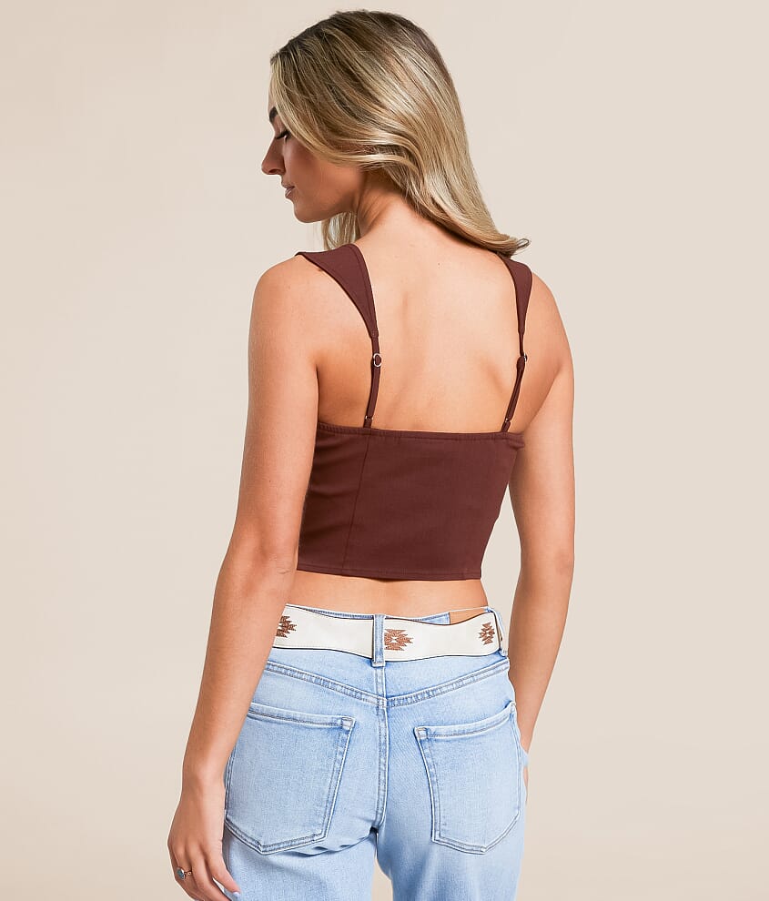 Lace Trim Cropped Tank Top