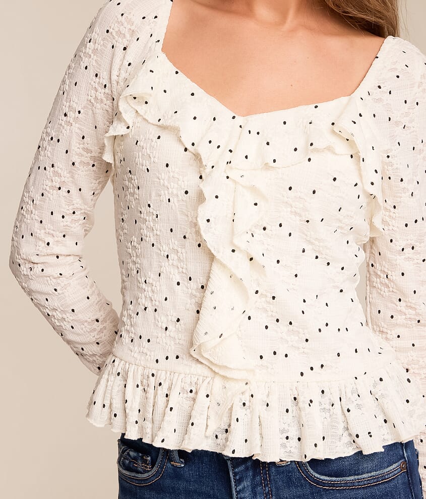 Ruffle Lace Polka Dot Top
