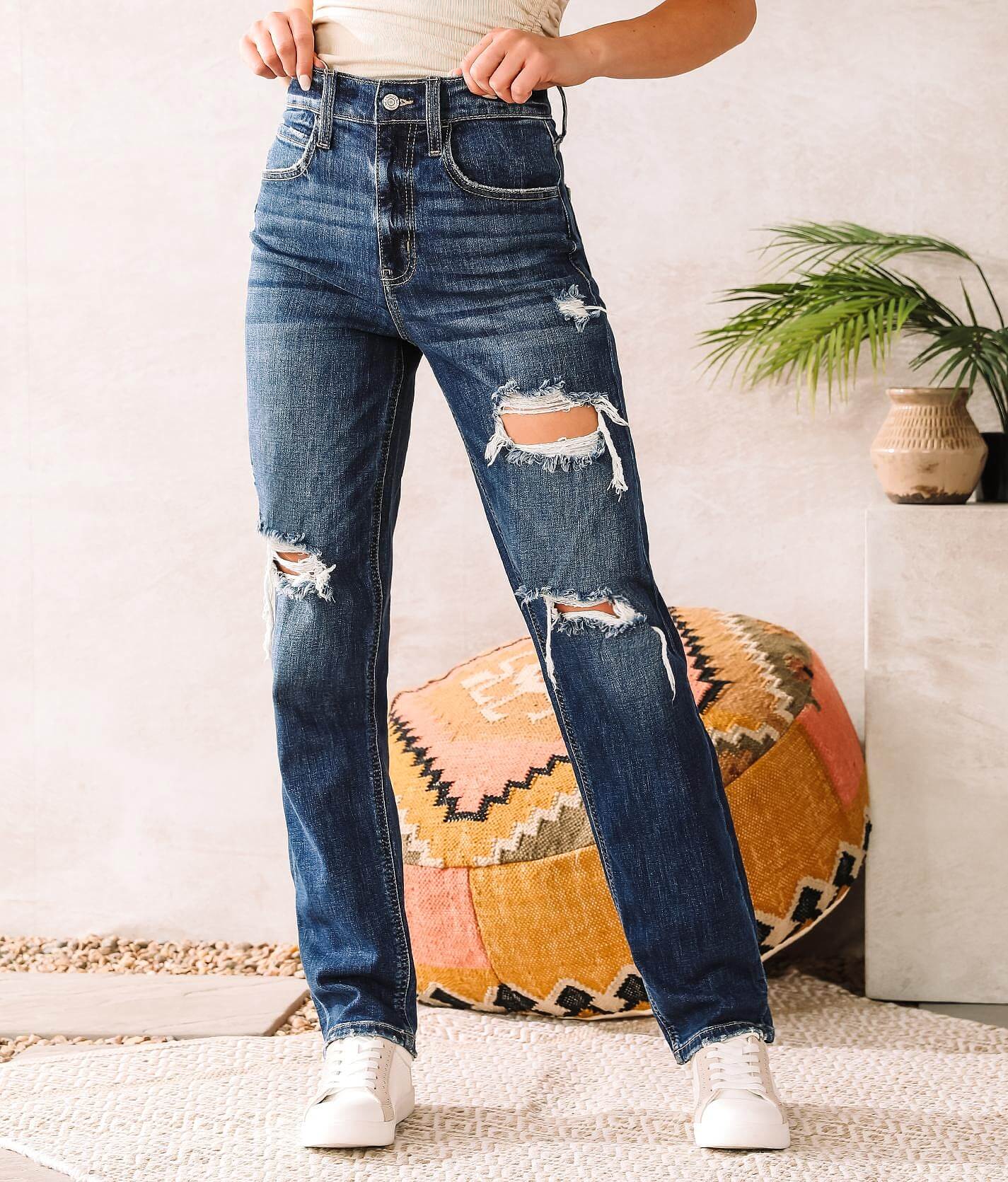 buckle dad jeans