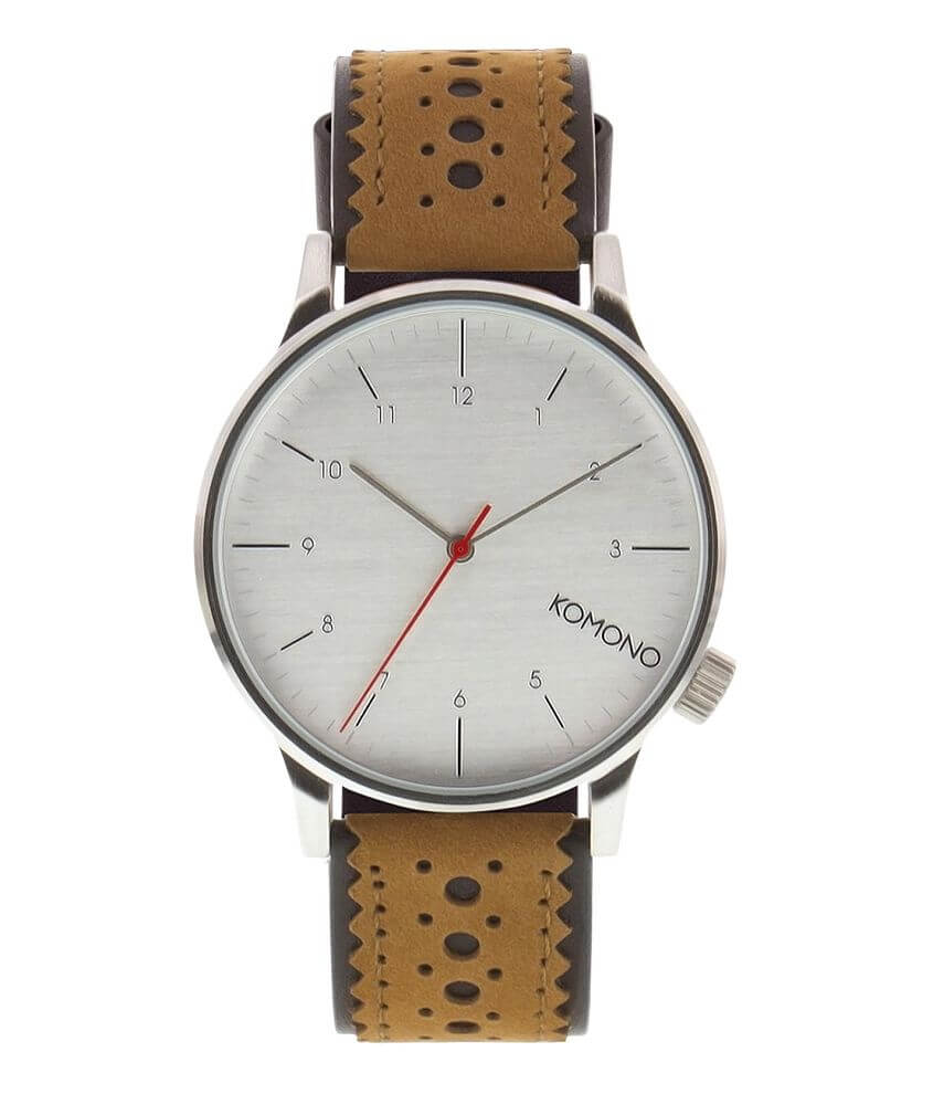 Komono Winston Brogue Leather Watch front view