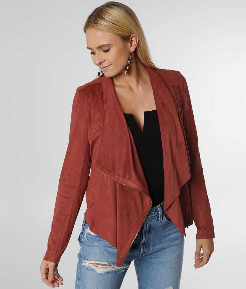 Sandy &#38; Sid Faux Suede Asymmetrical Jacket front view