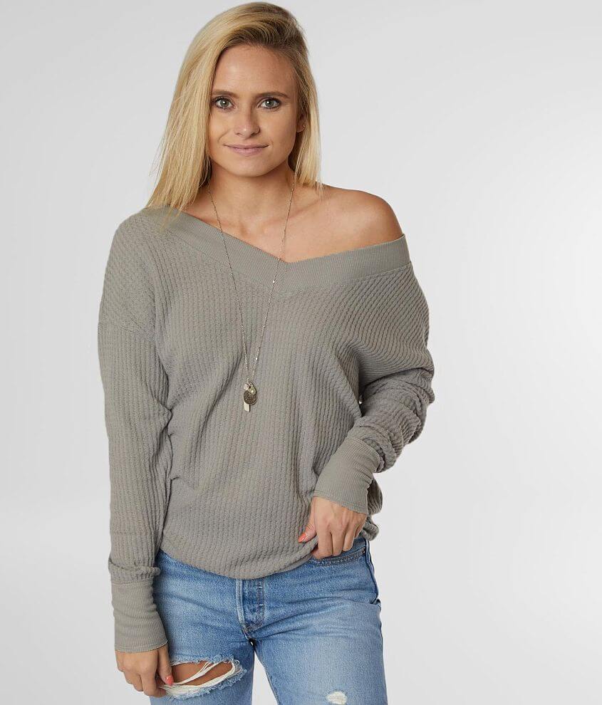 Sandy &#38; Sid Double V-Neck Thermal Top front view