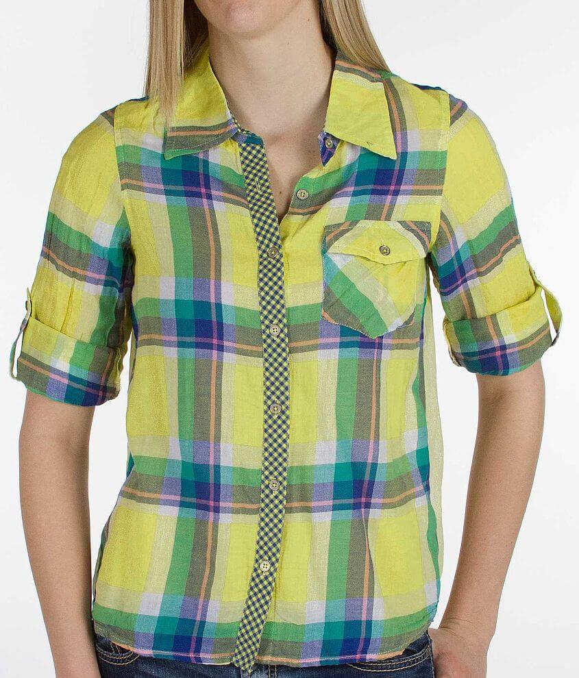 BKE Neon Plaid Shirt front view