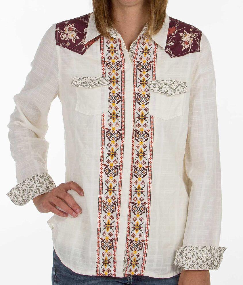 BKE Embroidered Shirt - Women's Shirts/Blouses in Cream | Buckle