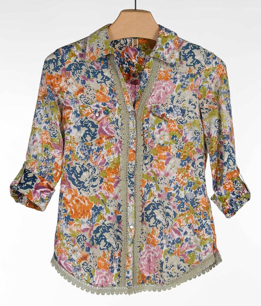 BKE Floral Shirt front view