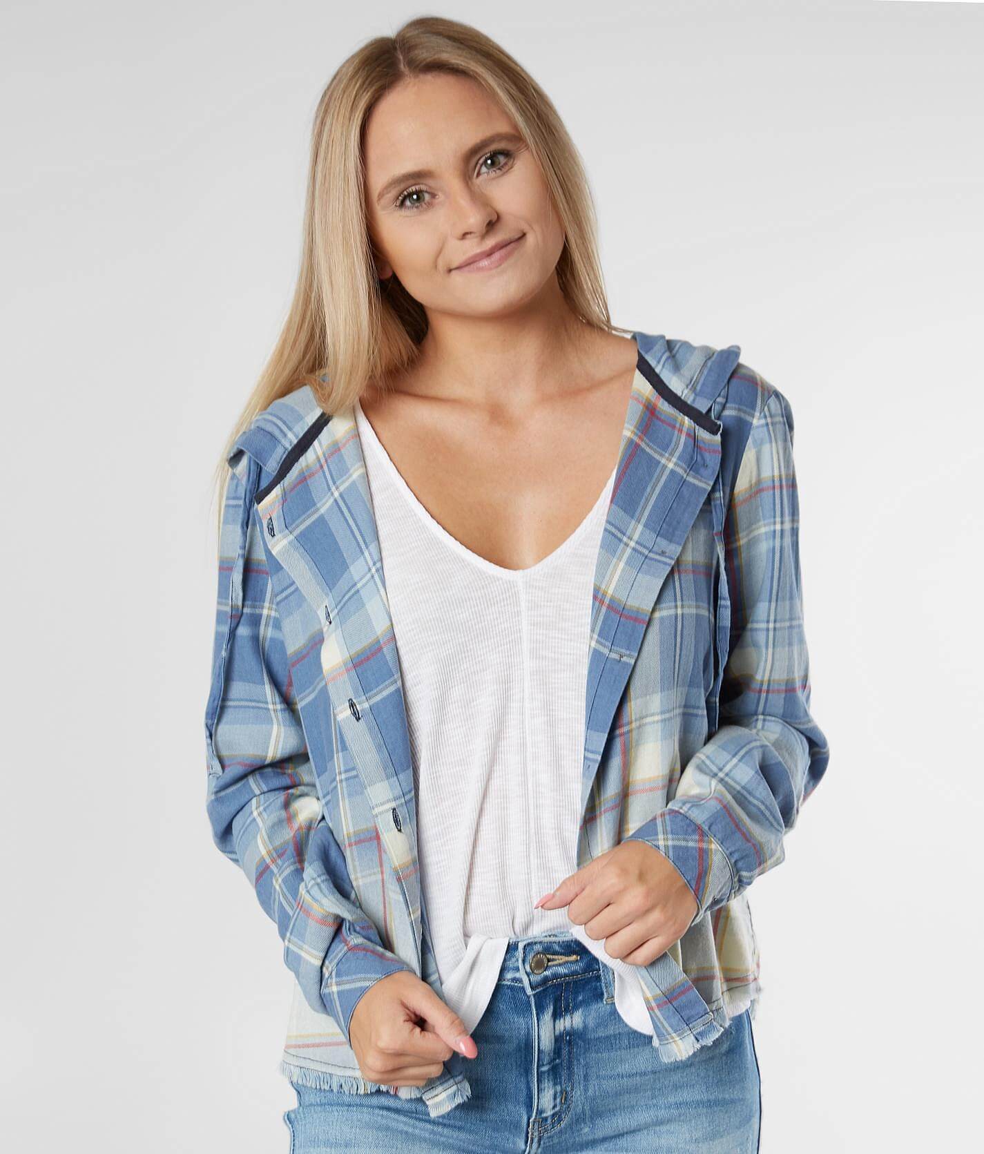 hooded plaid shirt womens