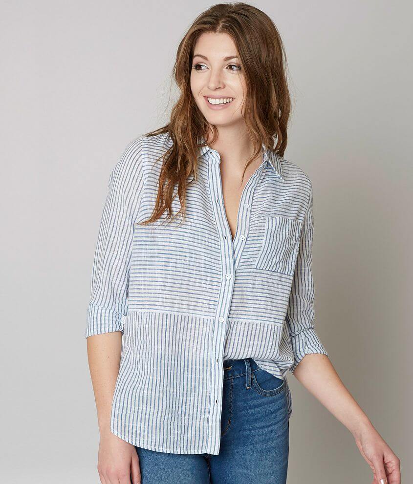 BKE Striped Shirt - Women's Shirts/Blouses in White Blue | Buckle