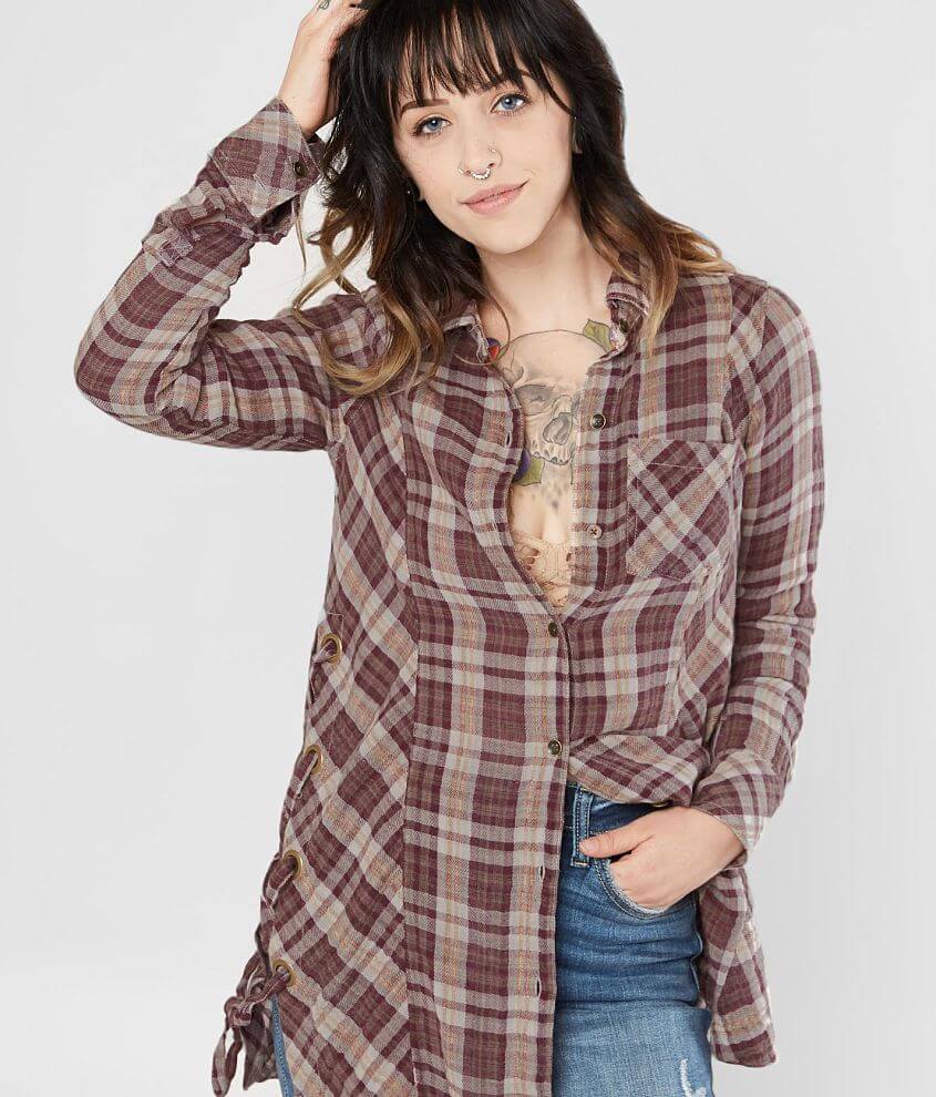 Gilded Intent Plaid Tunic Shirt front view