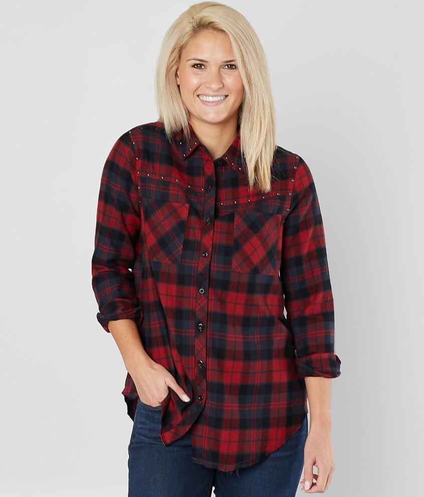 BKE Studded Flannel Shirt front view