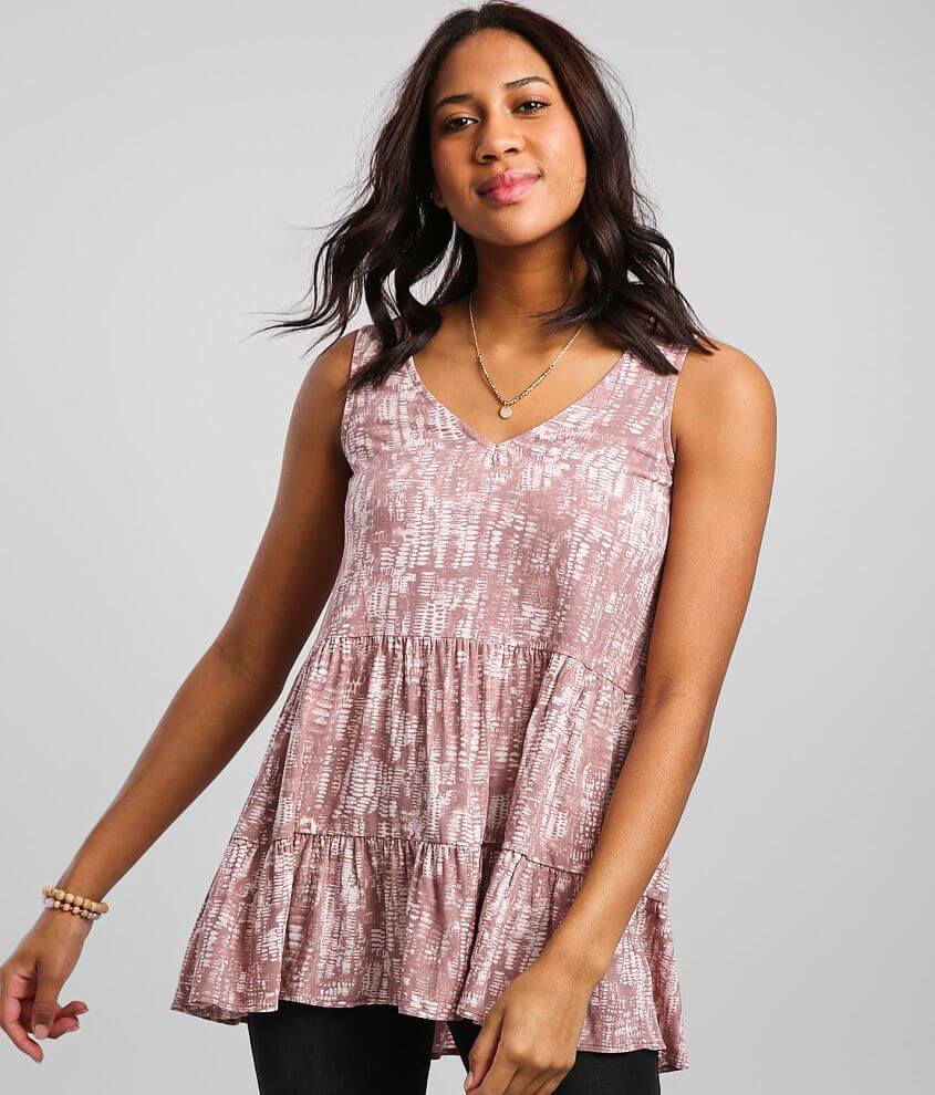 Daytrip Tiered Babydoll Tank Top - Women's Tank Tops in Mauve