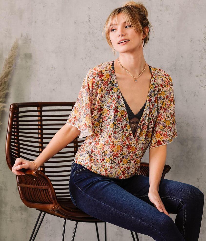 Willow & Root Floral Flutter Sleeve Top - Women's Shirts/Blouses in ...