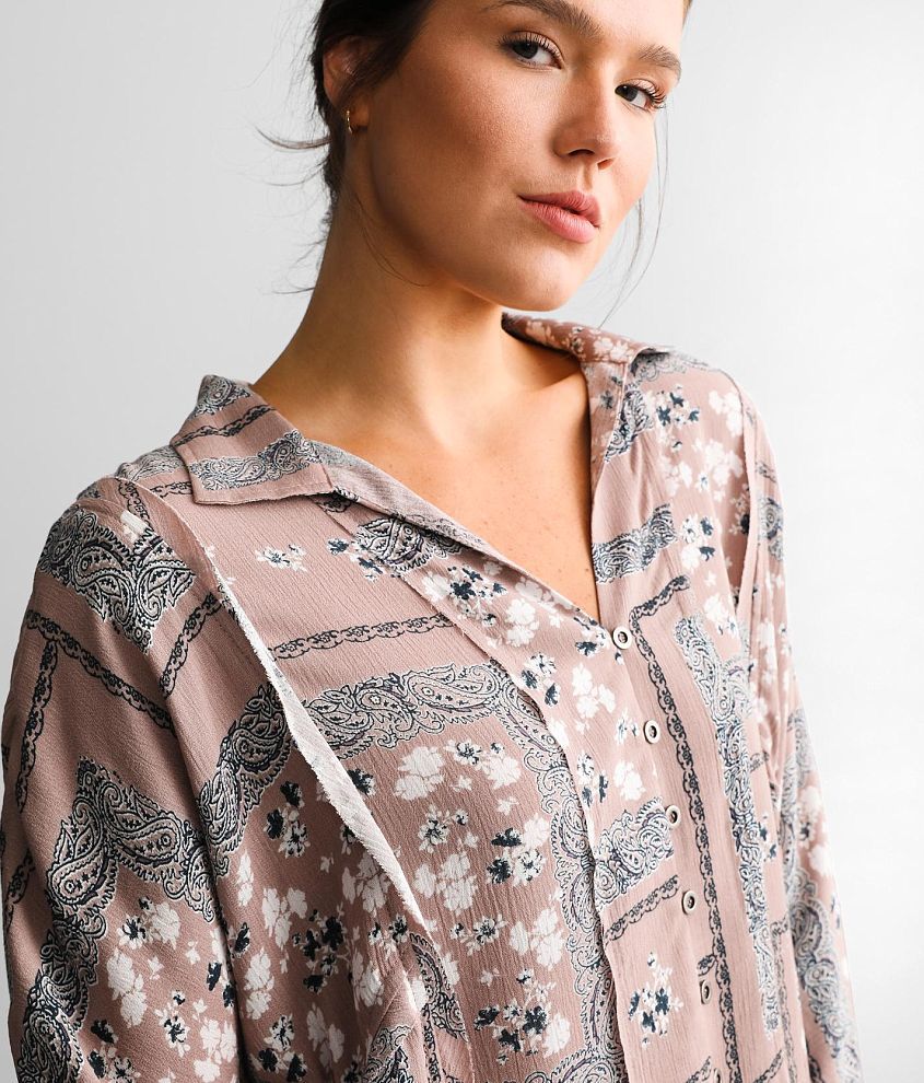 Raw Edge Patchwork Blouse