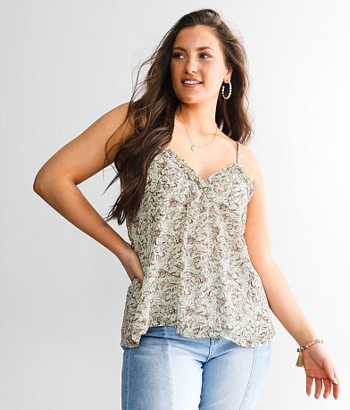 Willow & Root Frayed Peplum Tank Top - Women's Tank Tops in Cream