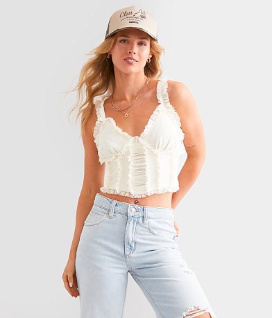 Willow & Root Ruffle Corset Cropped Tank Top front view