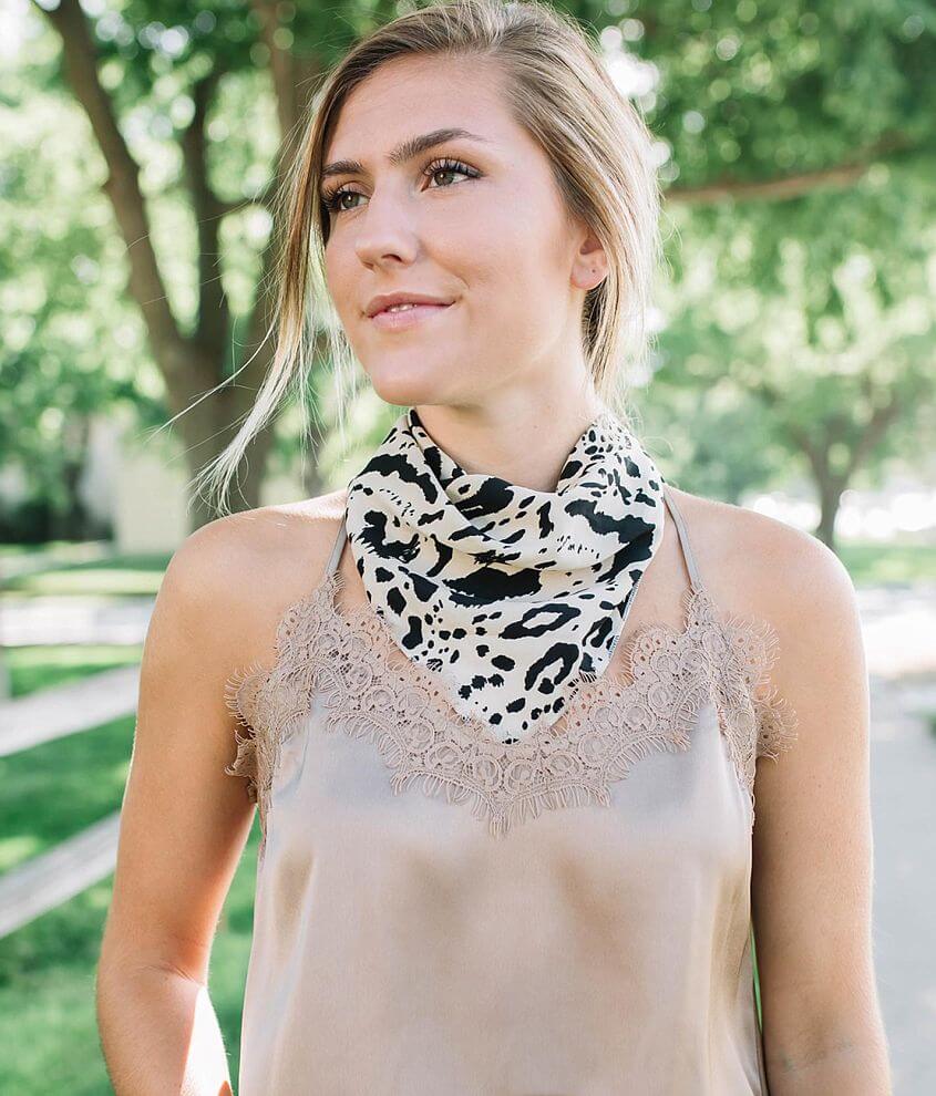 evelyn K Animal Print Triangle Scarf front view