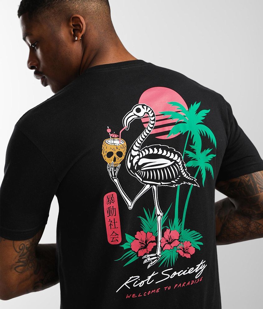 Riot Society Flamingo Skeleton T-Shirt - Men's T-Shirts in Black |