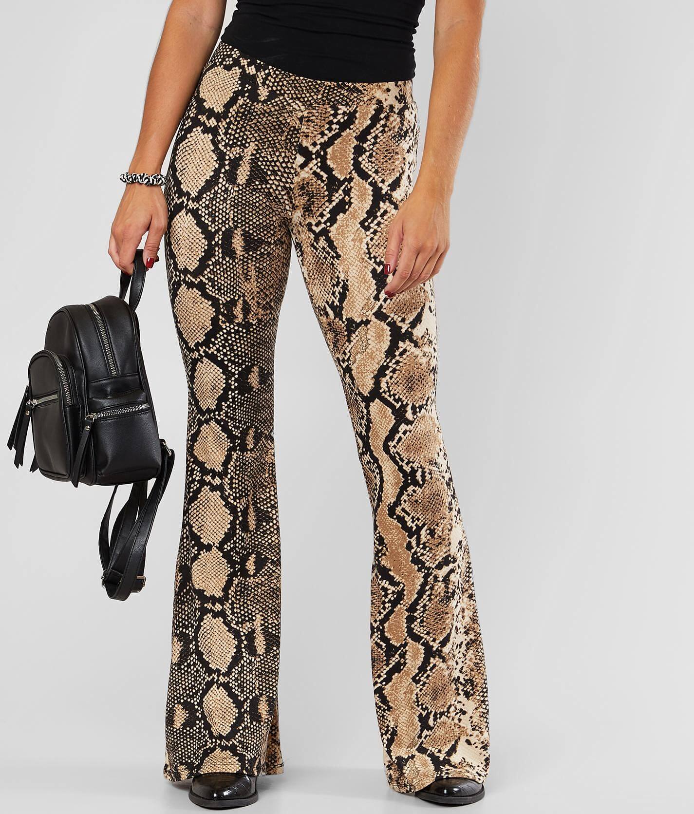 snake print flare pants