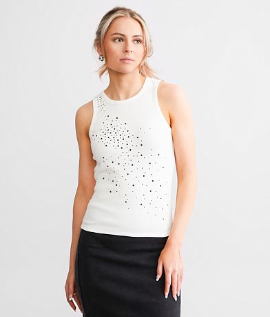Gilded Intent Rhinestone Tank Top front view
