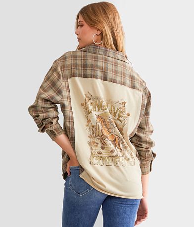 La La Land Long Live Cowboys Flannel Shirt front view