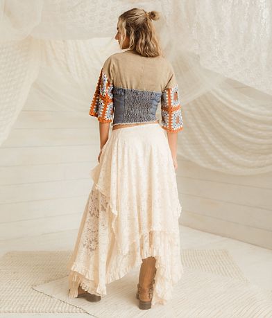 Gimmicks Ruffle Lace Midi Skirt BACK