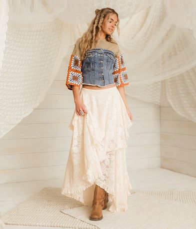 Gimmicks Ruffle Lace Midi Skirt FULL_LEFT_SIDE