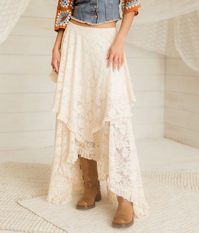 Gimmicks Ruffle Lace Midi Skirt FULL_RIGHT_SIDE