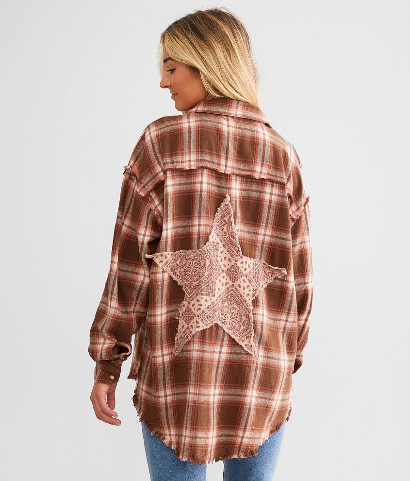 La La Land Paisley Star Patch Flannel Shirt - Women's Shirts