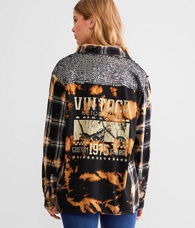 La La Land Sequins Boyfriend Flannel Shirt BACK