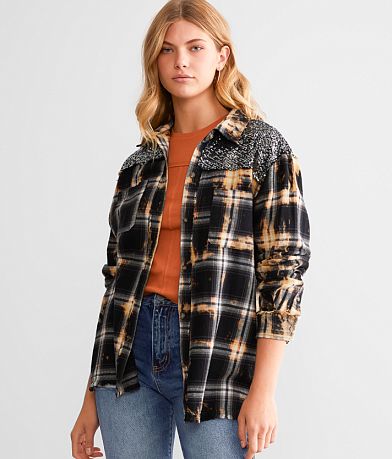 La La Land Sequins Boyfriend Flannel Shirt MISC_DETAIL_1