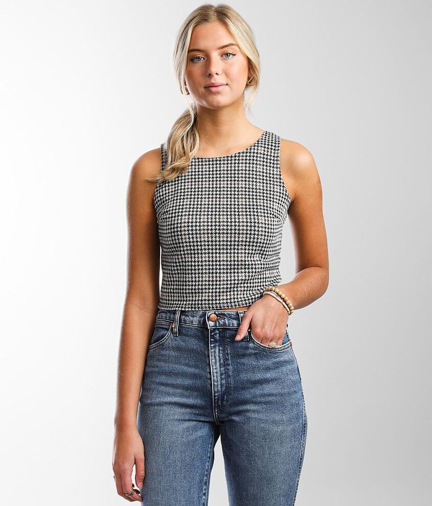 La La Land Houndstooth Tank Top - Women's Tank Tops in Coffee