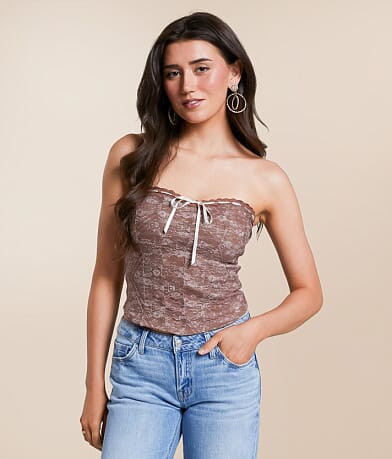 Willow & Root Lace Sweetheart Tube Top front view