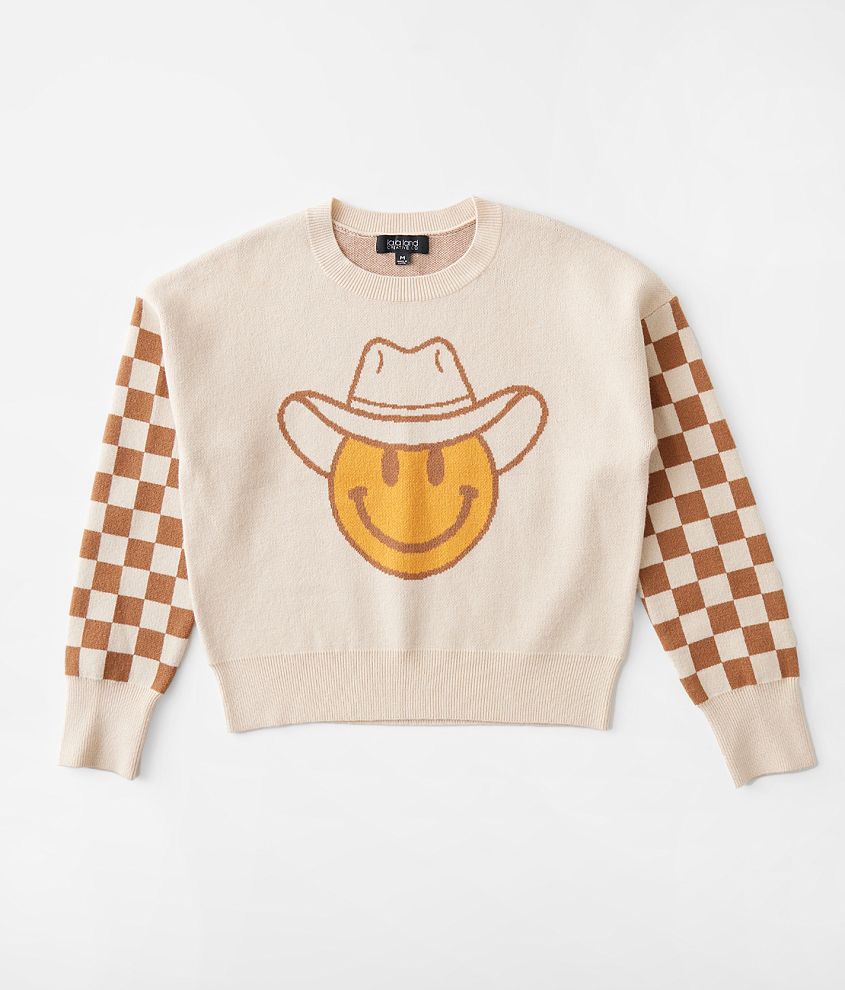 Girls La La Land Cowboy Smiley Checker Sweater Girl s Sweaters